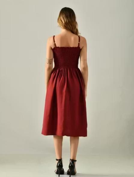 Women's Maroon Fit & Flare Sleeveless Dress