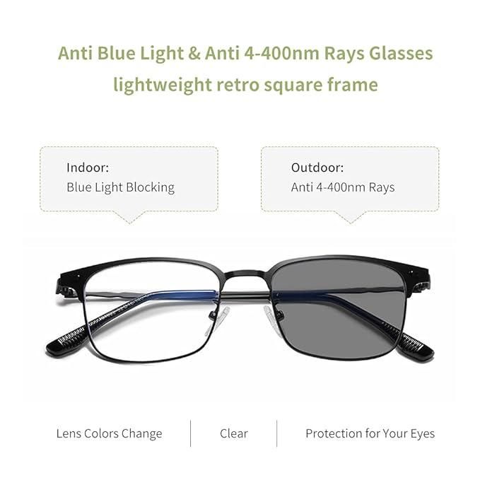 Automatic Zoom Eyebrow Frame Reading Glasses With Blue Light Protection